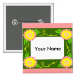 Pink and yellow flower frame, Your Name button