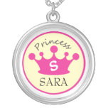 Pink and Yellow Monogram Princess Necklace