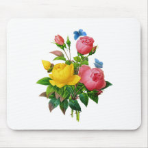 Pink and Yellow Rose Bouquet by Redoute Mouse Pad