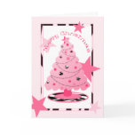 Pink And Zebra Print With Stars Christmas Card