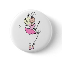Pink Angel Ballerina Girl Button