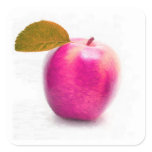 Pink Apple Fruit Painting Art - Stickers
