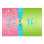 Pink, Aqua, and Lime Sweet Sixteen Invitation