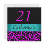 Pink aqua black elegant any age celebration invitations