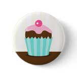 Pink aqua cupcake girls birthday favour buttons