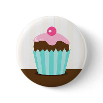 Pink aqua cupcake girls birthday favour buttons