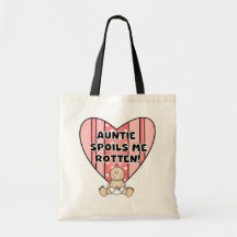 Pink Auntie Spoils Me Tshirts and Gifts Canvas Bags