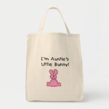 Pink Auntie's Little Bunny T-shirts and Gifts Tote Bags