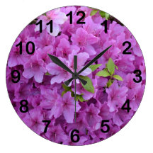 Pink Azalea Flowers Round Wallclocks