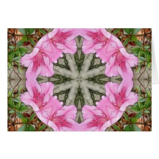 Pink Azaleas 1E kaleidoscope 8 Greeting Card