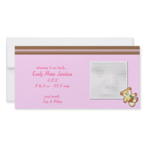 Pink Baby Bear Baby Announcement Photo Cards