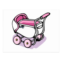 pink baby buggy post cards