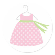 Pink Baby Dress Baby Shower Stickers