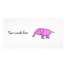 Pink baby elephant photo card template