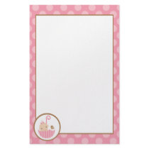 Pink Baby in Umbrella Personalized Stationery