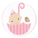 Pink Baby in Umbrella stickers