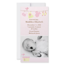 Pink Baby Laundry Birth Announcement