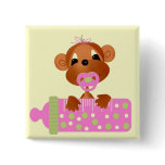 Pink Baby Monkey Button