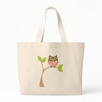 Pink Baby Owl Canvas Bag