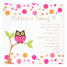 Pink Baby Owl-Hot Pink By Request Personalized Invite