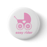 Pink Baby Pram Icon Button Badge