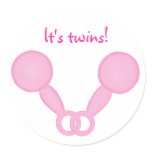 Pink baby rattles, baby shower envelope seals