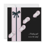 Pink Baby Shoes Girl Baby Shower invitations