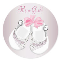 Pink Baby Shoes Pink Baby Shower Stickers