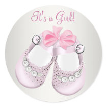 Pink Baby Shoes Pink Baby Shower Stickers