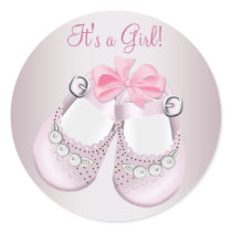 Pink Baby Shoes Pink Baby Shower Stickers