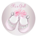 Pink Baby Shoes Pink Baby Shower Stickers
