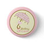 Pink Baby Shower Button - Umbrella