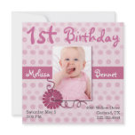 Pink Baby's First Birthday Photo Invitation