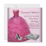 Pink Ball Gown High Heel Shoes Pink Quinceanera Personalized Announcement