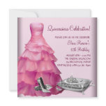 Pink Ball Gown High Heel Shoes Pink Quinceanera invitations