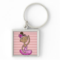 Pink Ballerina Girl Keychain