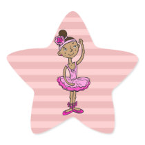 Pink Ballerina Girl Star Stickers