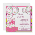 Pink Ballons Girls 2nd Birthday Party Personalised Invites