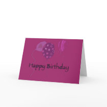 Pink Balloon Birthday Card (Blank)