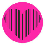 Pink Bar Code Heart Stickers
