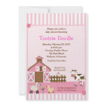 Pink Barn Animal Farm yard Baby Shower Invites
