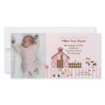 Pink Barn Animals Photo Birthday / Birth Card photo cards