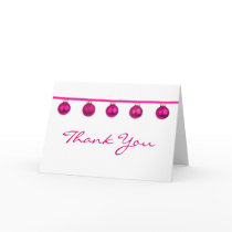 Pink Baubles on Ribbon Christmas Thank You Note