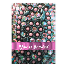 Pink beaded perrsonalized personalised invites