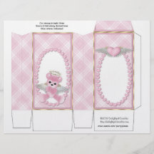 Pink Bear Pinch Box Party Favours.  Baby Shower Personalised Flyer