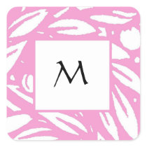 Pink Beardsley Leaf Monogram Stickers