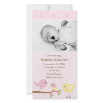 Pink Birds Birth Announcement