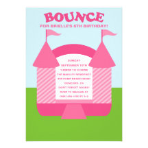 Pink Birthday Bounce Bouncy House Birthday Party Announcement