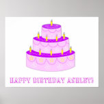 Pink Birthday Cake Birthday Banner Print