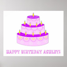 Pink Birthday Cake Birthday Banner Print